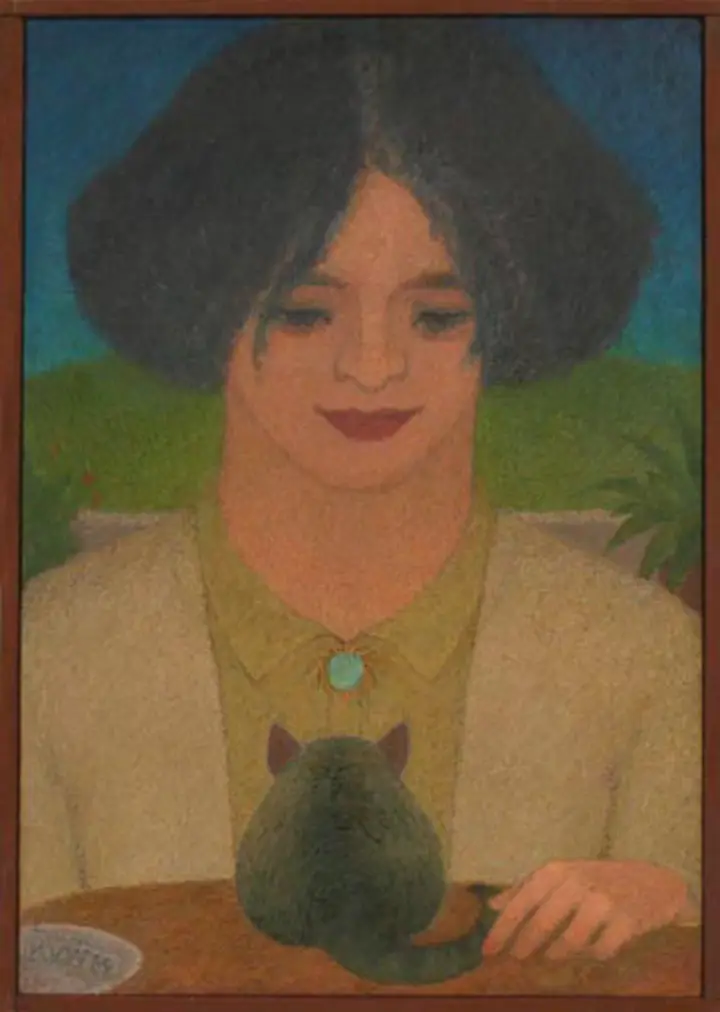 Portrait de Za avec chat, 1989